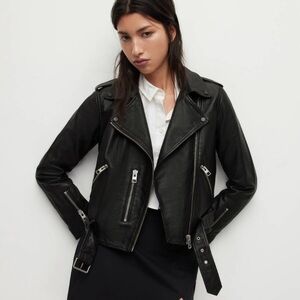 All Saints Size 6 Balfern Leather Biker Jacket in Black